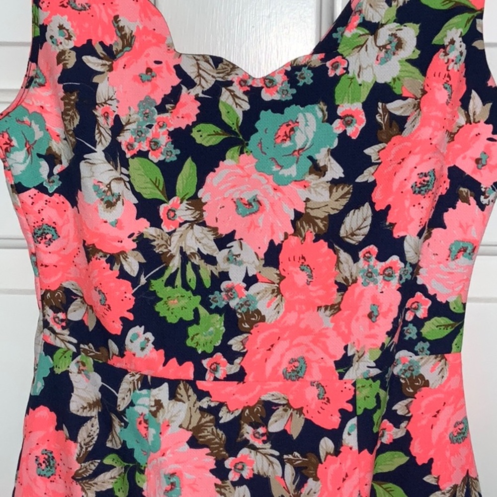 Floral Sleeveless Dress with Pink and Green